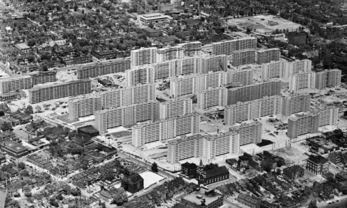 The Pruitt-Igoe public housing complex in St Louis, shortly after its completion in 1956. Photograph: Bettmann/Corbis